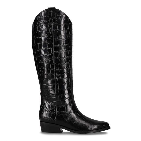 Marc Fisher Shoes - Marc Fisher Haze Boots Black Croc Embossed Heeled Size 8
